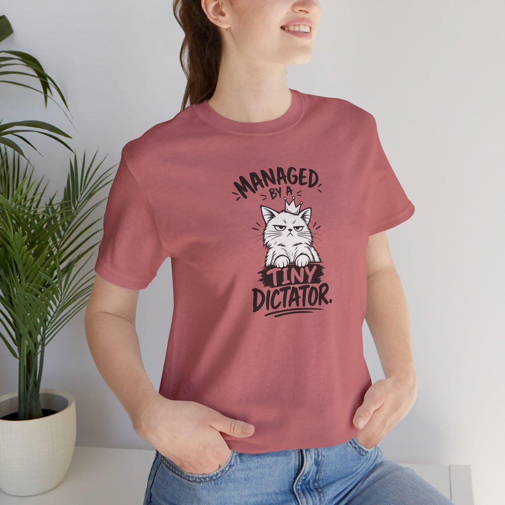 "Managed by a Tiny Dictator" Cat Graphic T-Shirt