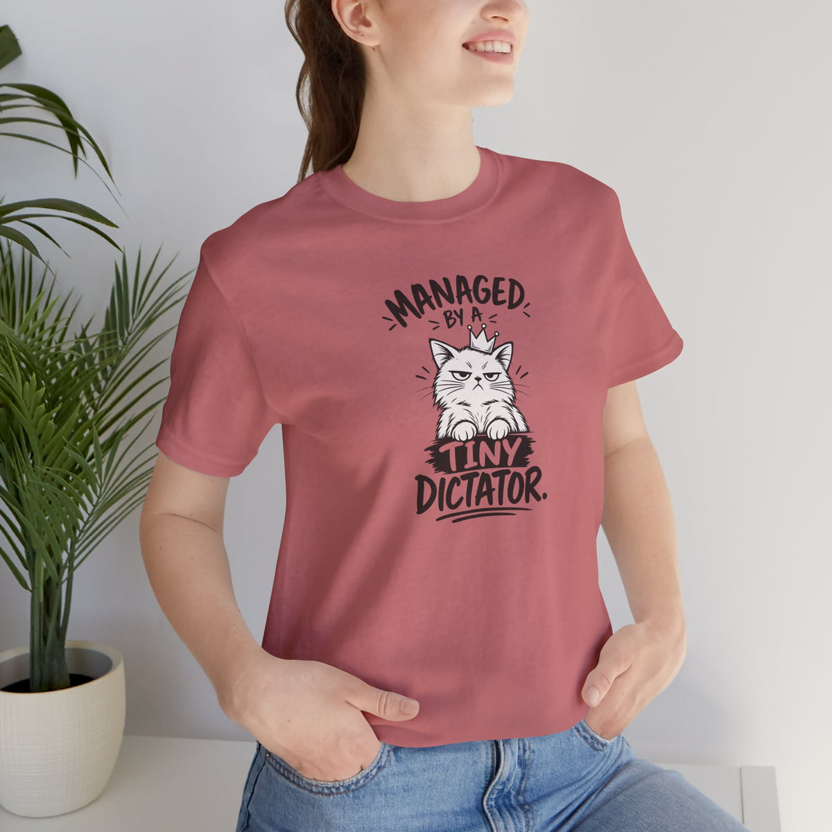 "Managed by a Tiny Dictator" Cat Graphic T-Shirt