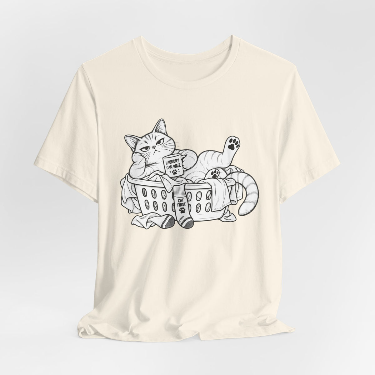 Cat in Laundry Basket T‑Shirt