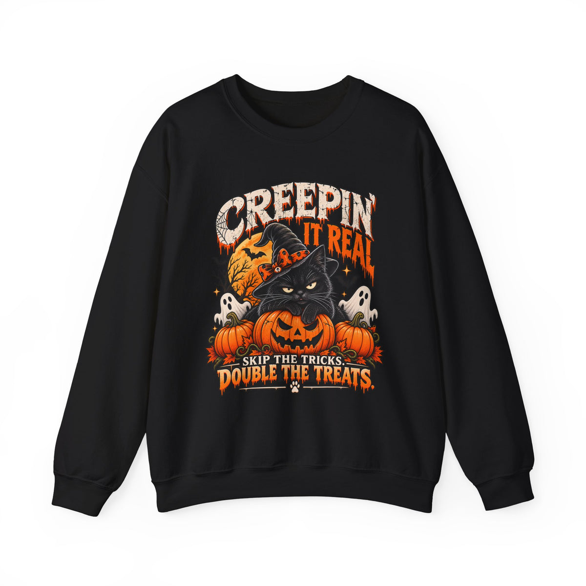 Creepin’ It Real™ Halloween Cat Crewneck Sweatshirt