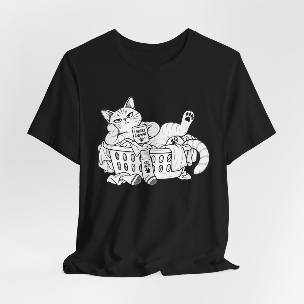 Cat in Laundry Basket T‑Shirt