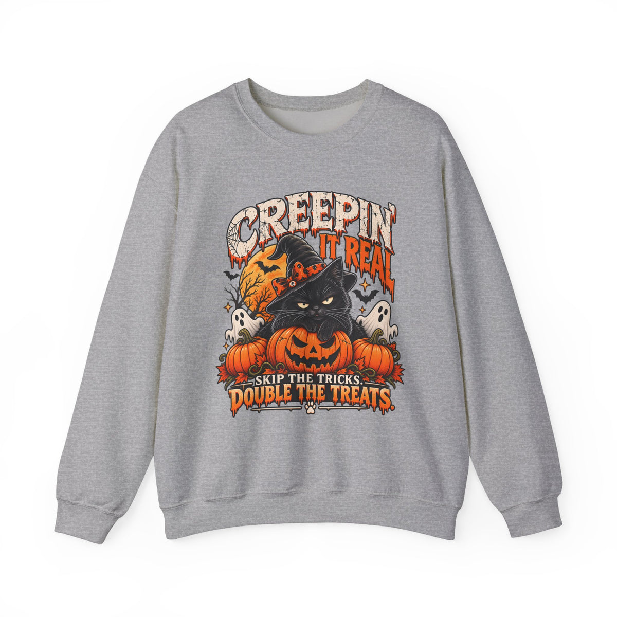 Creepin’ It Real™ Halloween Cat Crewneck Sweatshirt