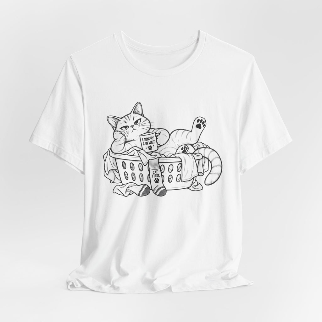Cat in Laundry Basket T‑Shirt