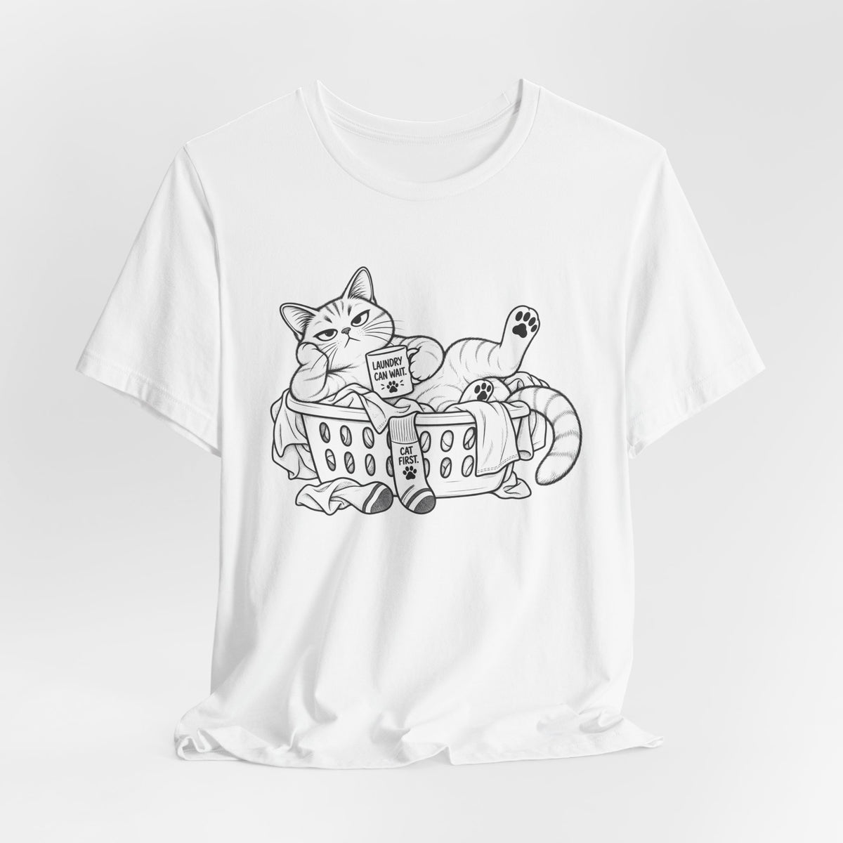 Cat in Laundry Basket T‑Shirt