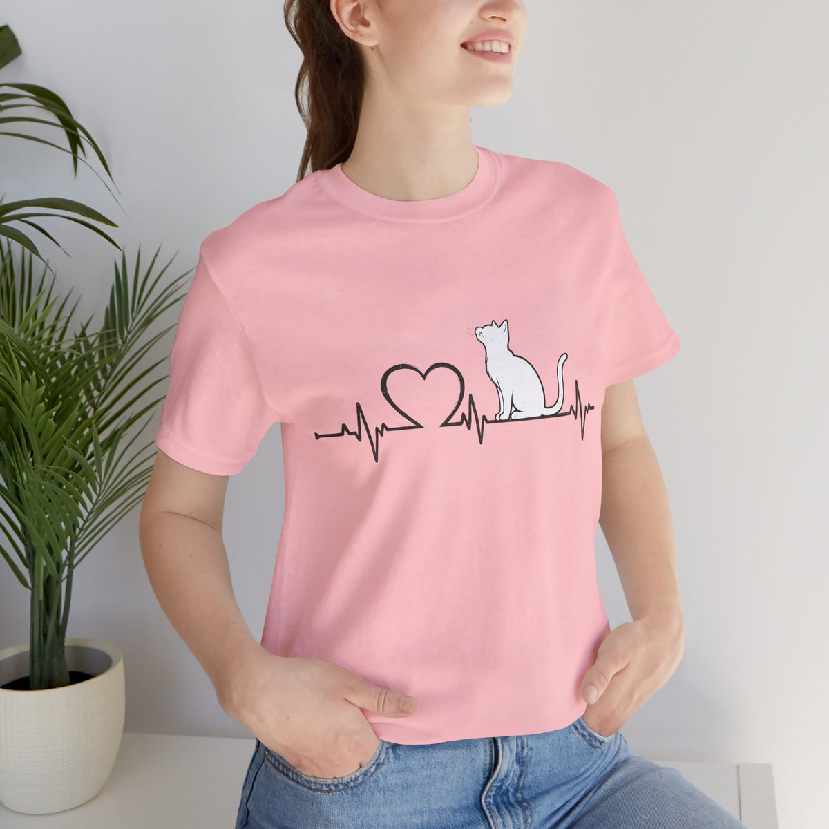 Cat Heartbeat EKG Silhouette T-Shirt