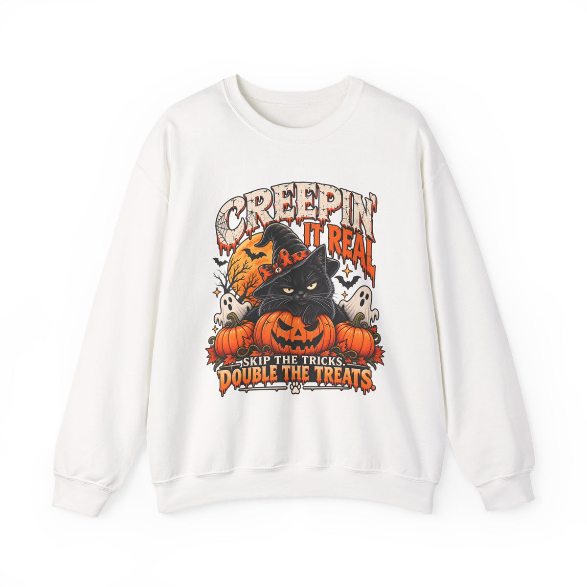 Creepin’ It Real™ Halloween Cat Crewneck Sweatshirt