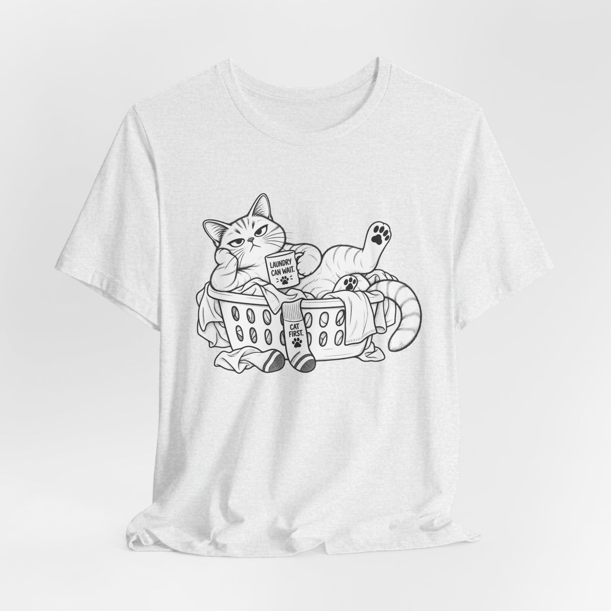 Cat in Laundry Basket T‑Shirt