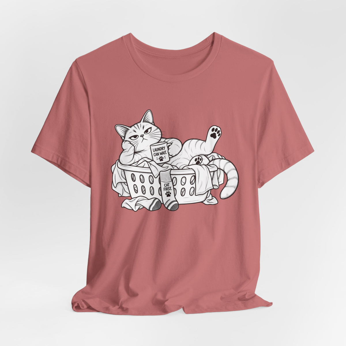 Cat in Laundry Basket T‑Shirt