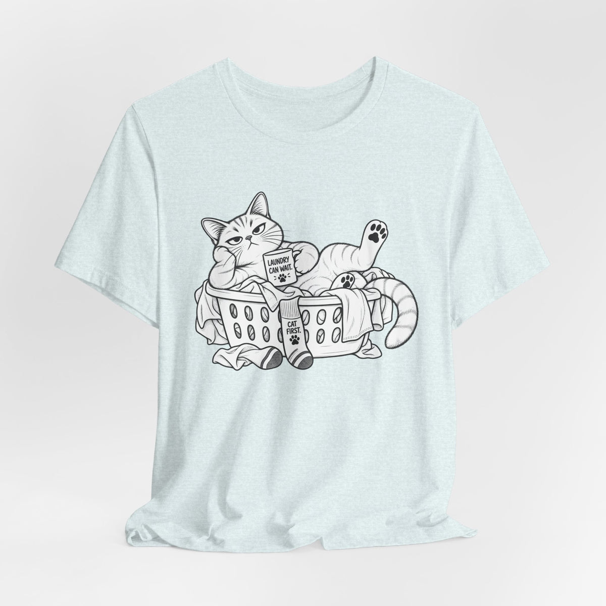Cat in Laundry Basket T‑Shirt