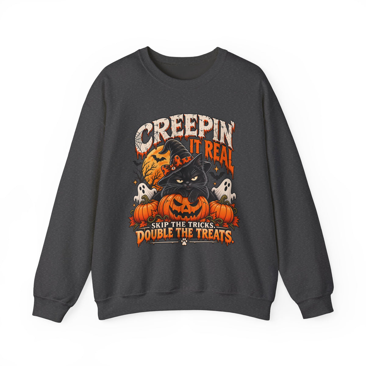 Creepin’ It Real™ Halloween Cat Crewneck Sweatshirt